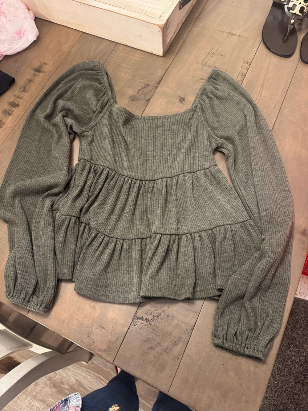 Altard State Size Small Babydoll Top Shirt Olive Green